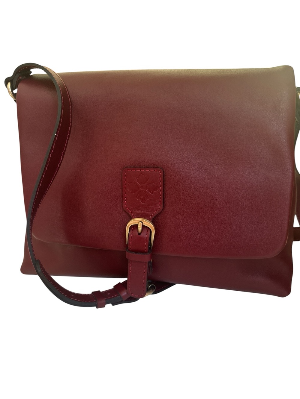 Women's Burgundy Leather Crossbody Bag with Buckle